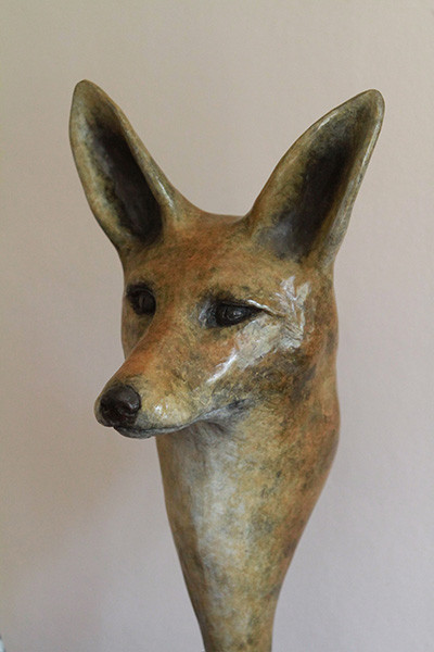 Felicity - bronze fox head by Margie Rome