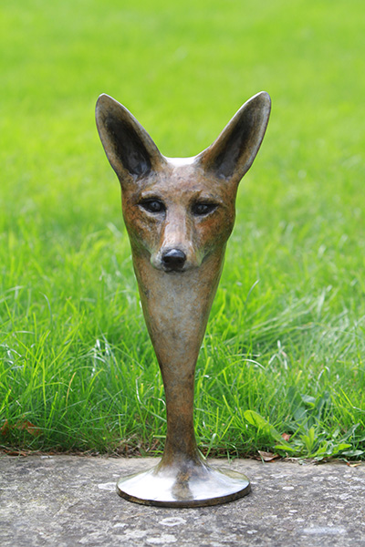 Felicity - bronze fox head by Margie Rome