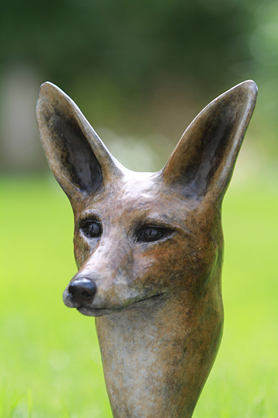 Felicity - bronze fox head by Margie Rome