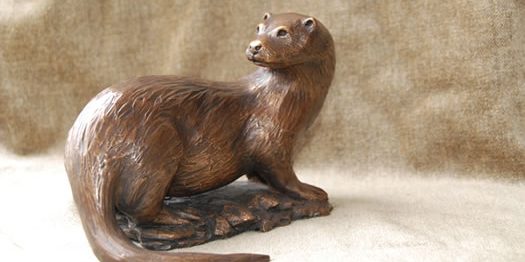 Lottie - bronze sitting otter by Margie Rome