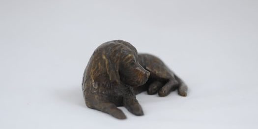 Bronze Mini Millie lying curled by Margie Rome